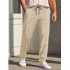 imageRuncati Mens Casual Sweat Pants Pleated Drawstring Elastic Waist Waffle Straight Leg Joggers Sweatpants with PocketsLight Khaki