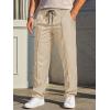 imageRuncati Mens Casual Sweat Pants Pleated Drawstring Elastic Waist Waffle Straight Leg Joggers Sweatpants with PocketsLight Khaki