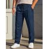 imageRuncati Mens Casual Sweat Pants Pleated Drawstring Elastic Waist Waffle Straight Leg Joggers Sweatpants with PocketsNavy