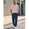imageRuncati Mens Casual Sweat Pants Pleated Drawstring Elastic Waist Waffle Straight Leg Joggers Sweatpants with PocketsNavy