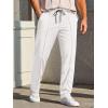 imageRuncati Mens Casual Sweat Pants Pleated Drawstring Elastic Waist Waffle Straight Leg Joggers Sweatpants with PocketsWhite