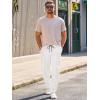 imageRuncati Mens Casual Sweat Pants Pleated Drawstring Elastic Waist Waffle Straight Leg Joggers Sweatpants with PocketsWhite