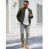 imageRuncati Mens Corduroy Bomber Jacket Lightweight Zip Up Casual Vintage Fall Varsity Jacket with PocketsArmy Green