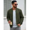 imageRuncati Mens Corduroy Bomber Jacket Lightweight Zip Up Casual Vintage Fall Varsity Jacket with PocketsArmy Green
