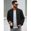 imageRuncati Mens Corduroy Bomber Jacket Lightweight Zip Up Casual Vintage Fall Varsity Jacket with PocketsBlack