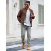 imageRuncati Mens Corduroy Bomber Jacket Lightweight Zip Up Casual Vintage Fall Varsity Jacket with PocketsBrown