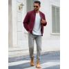 imageRuncati Mens Corduroy Bomber Jacket Lightweight Zip Up Casual Vintage Fall Varsity Jacket with PocketsBurgundy