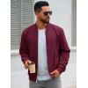 imageRuncati Mens Corduroy Bomber Jacket Lightweight Zip Up Casual Vintage Fall Varsity Jacket with PocketsBurgundy