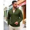 imageRuncati Mens Full Zip Cardigan Sweater Casual Mock Neck Ribbed Knitted Winter Chunky SweatersArmy Green