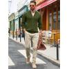 imageRuncati Mens Full Zip Cardigan Sweater Casual Mock Neck Ribbed Knitted Winter Chunky SweatersArmy Green