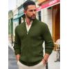 imageRuncati Mens Full Zip Cardigan Sweater Casual Mock Neck Ribbed Knitted Winter Chunky SweatersArmy Green