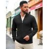 imageRuncati Mens Full Zip Cardigan Sweater Casual Mock Neck Ribbed Knitted Winter Chunky SweatersBlack