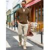 imageRuncati Mens Full Zip Cardigan Sweater Casual Mock Neck Ribbed Knitted Winter Chunky SweatersBrown
