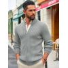 imageRuncati Mens Full Zip Cardigan Sweater Casual Mock Neck Ribbed Knitted Winter Chunky SweatersGray