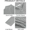 imageRuncati Mens Full Zip Cardigan Sweater Casual Mock Neck Ribbed Knitted Winter Chunky SweatersGray