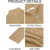 imageRuncati Mens Full Zip Cardigan Sweater Casual Mock Neck Ribbed Knitted Winter Chunky SweatersKhaki