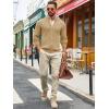 imageRuncati Mens Full Zip Cardigan Sweater Casual Mock Neck Ribbed Knitted Winter Chunky SweatersKhaki