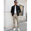 imageRuncati Mens Full Zip Cardigan Sweater Casual Waffle Stand Collar Knitted Winter Chunky SweatersBlack