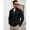 imageRuncati Mens Full Zip Cardigan Sweater Casual Waffle Stand Collar Knitted Winter Chunky SweatersBlack