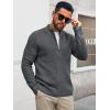 imageRuncati Mens Full Zip Cardigan Sweater Casual Waffle Stand Collar Knitted Winter Chunky SweatersDark Gray