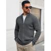 imageRuncati Mens Full Zip Cardigan Sweater Casual Waffle Stand Collar Knitted Winter Chunky SweatersDark Gray