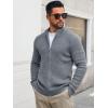 imageRuncati Mens Full Zip Cardigan Sweater Casual Waffle Stand Collar Knitted Winter Chunky SweatersGray