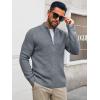 imageRuncati Mens Full Zip Cardigan Sweater Casual Waffle Stand Collar Knitted Winter Chunky SweatersGray