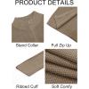 imageRuncati Mens Full Zip Cardigan Sweater Casual Waffle Stand Collar Knitted Winter Chunky SweatersKhaki