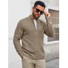 imageRuncati Mens Full Zip Cardigan Sweater Casual Waffle Stand Collar Knitted Winter Chunky SweatersKhaki