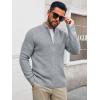 imageRuncati Mens Full Zip Cardigan Sweater Casual Waffle Stand Collar Knitted Winter Chunky SweatersLight Gray