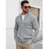 imageRuncati Mens Full Zip Cardigan Sweater Casual Waffle Stand Collar Knitted Winter Chunky SweatersLight Gray