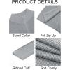 imageRuncati Mens Full Zip Cardigan Sweater Casual Waffle Stand Collar Knitted Winter Chunky SweatersLight Gray