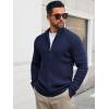 imageRuncati Mens Full Zip Cardigan Sweater Casual Waffle Stand Collar Knitted Winter Chunky SweatersNavy