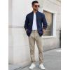 imageRuncati Mens Full Zip Cardigan Sweater Casual Waffle Stand Collar Knitted Winter Chunky SweatersNavy