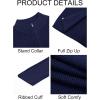 imageRuncati Mens Full Zip Cardigan Sweater Casual Waffle Stand Collar Knitted Winter Chunky SweatersNavy