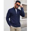 imageRuncati Mens Full Zip Cardigan Sweater Casual Waffle Stand Collar Knitted Winter Chunky SweatersNavy