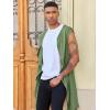 imageRuncati Mens Hooded Cardigan Sleeveless Ruffle Shawl Collar Open Front Knit Drape RobeArmy Green