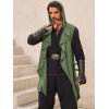 imageRuncati Mens Hooded Cardigan Sleeveless Ruffle Shawl Collar Open Front Knit Drape RobeArmy Green