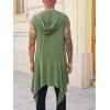 imageRuncati Mens Hooded Cardigan Sleeveless Ruffle Shawl Collar Open Front Knit Drape RobeArmy Green