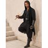 imageRuncati Mens Hooded Cardigan Sleeveless Ruffle Shawl Collar Open Front Knit Drape RobeBlack