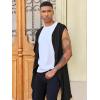 imageRuncati Mens Hooded Cardigan Sleeveless Ruffle Shawl Collar Open Front Knit Drape RobeBlack