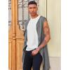 imageRuncati Mens Hooded Cardigan Sleeveless Ruffle Shawl Collar Open Front Knit Drape RobeDark Grey