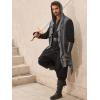 imageRuncati Mens Hooded Cardigan Sleeveless Ruffle Shawl Collar Open Front Knit Drape RobeDark Grey