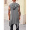 imageRuncati Mens Hooded Cardigan Sleeveless Ruffle Shawl Collar Open Front Knit Drape RobeDark Grey