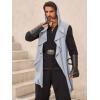 imageRuncati Mens Hooded Cardigan Sleeveless Ruffle Shawl Collar Open Front Knit Drape RobeGrey