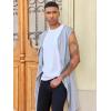 imageRuncati Mens Hooded Cardigan Sleeveless Ruffle Shawl Collar Open Front Knit Drape RobeGrey