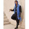 imageRuncati Mens Hooded Cardigan Sleeveless Ruffle Shawl Collar Open Front Knit Drape RobeNavy Blue