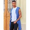 imageRuncati Mens Hooded Cardigan Sleeveless Ruffle Shawl Collar Open Front Knit Drape RobeNavy Blue