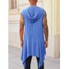 imageRuncati Mens Hooded Cardigan Sleeveless Ruffle Shawl Collar Open Front Knit Drape RobeNavy Blue