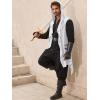 imageRuncati Mens Hooded Cardigan Sleeveless Ruffle Shawl Collar Open Front Knit Drape RobeWhite